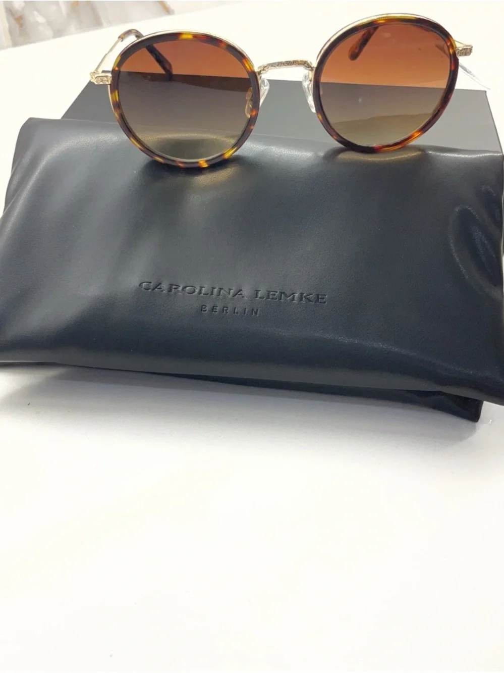 Carolina Lemke Tortoise Round Women’s Sunglasses - Brown Lenses